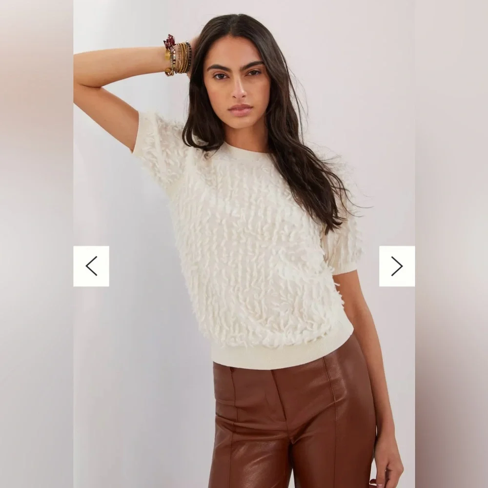 Anthropology Maeve Scottie Textured  wool Sweater Tee, size Small - Picture 10 of 12